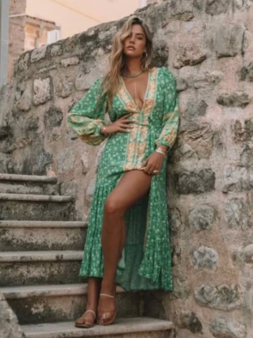 SPELL Madame Peacock Button Through Gown – Emerald | M | NWOT